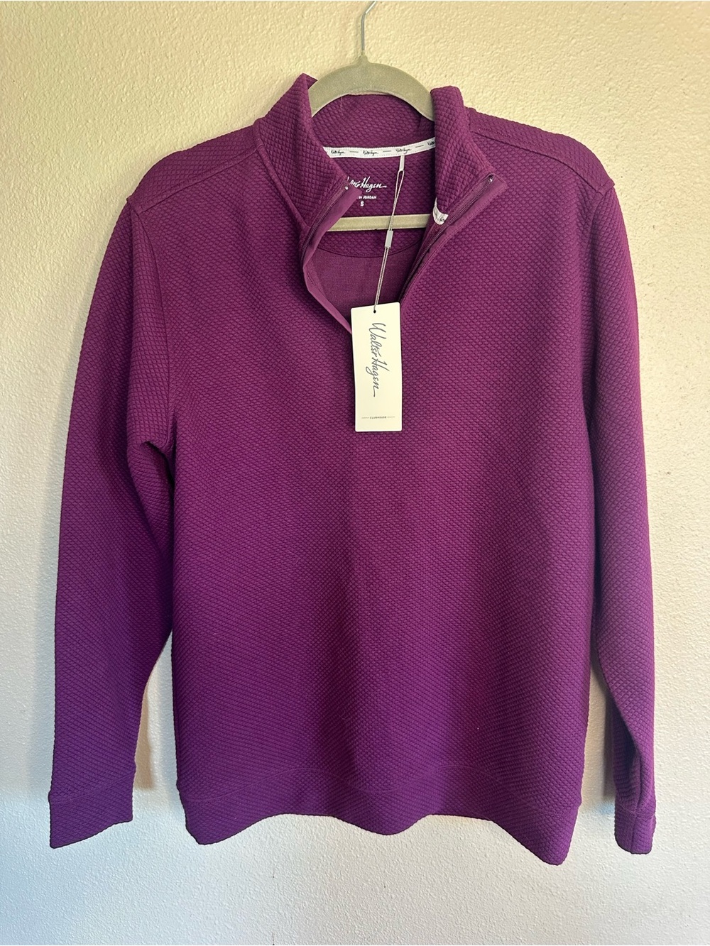 Walter Hagen Men's Half-Zip Textured Sweater - Beet Purple